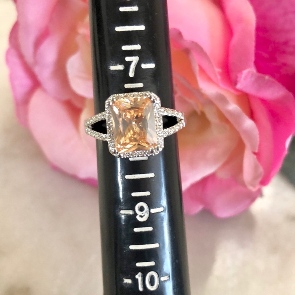 Princess Cut Peach Morganite Ring - Picture 7 of 9